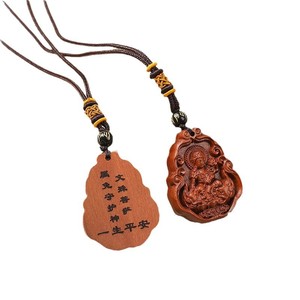 Collar de madera de durazno con dios protector, colgante de Buda de los doce signos del zodíaco, cadena para suéter con ocho dioses, regalo unisex - Product Image 5