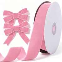 Ruban en velours uni rouge/rose/noir de 25 mm/10 mm en gros