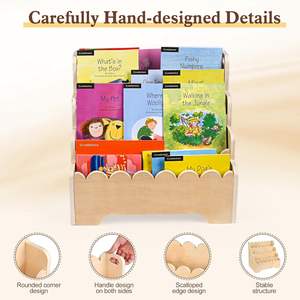 Estantería de Madera para Niños de 4 Niveles, Estantería para <span class=keywords><strong>Libros</strong></span> con Diseño Festoneado, Librería Montessori para Dormitorio o Sala de Juegos - Product Image 3