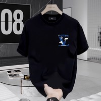 T-shirt d'été ample pour homme en coton à fibres longues, respirant, à manches courtes, imprimé dessin animé, style streetwear