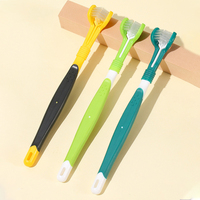 Cepillo de Dientes para Mascotas con Triple Cabezal, Cepillos Dentales Multiángulo para Perros y Gatos, Cepillo de Limpieza Dental para la Salud Bucal de Perros y Gatos