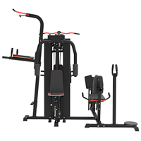 Équipement de musculation multifonctionnel commercial à 5 stations, machine d'entraînement de force intégrée, pile de poids de 90 kg, acier fin, unisexe