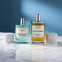 HUA GLASS Maßgefertigte Neue Design Luxus Zylinder Klare Parfümglasflasche 30ml 50ml 100ml Runde Leere Parfümflasche mit Weißem Deckel