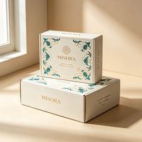 Échantillon de conception gratuit en 72h, boîte cadeau verte personnalisée de luxe imprimée en aquarelle, emballage cadeau élégant et recyclable pour vêtements