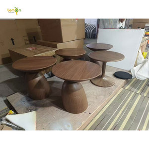 Asiento de fibra de vidrio, combinación de <span class=keywords><strong>mesa</strong></span> de centro, descanso de hotel, grano de madera, forma <span class=keywords><strong>semicircular</strong></span>, <span class=keywords><strong>mesa</strong></span> de centro de setas - Product Image 1