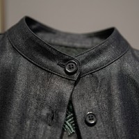 Manteau en soie de mûrier 100% légère et décontractée, noir, taille personnalisée, à manches mi-longues, ouvert sur le devant, confortable, en soie Gambiered, avec boutons
