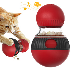 Divertido Dispensador de Comida para <span class=keywords><strong>Gatos</strong></span> en Forma de Pelota, Juguete de Rompecabezas de Alimentación Lenta con Sonido de Pájaro - Product Image 1
