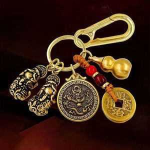 Ingrosso 12 segni zodiacali portachiavi fortuna moschettone per uso pesante ottone antico in lega di zinco metallo con stampa UV Fengshui Design - Product Image 6