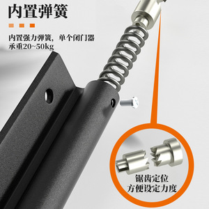 Door Closer Automatic Adjustable Speed 20-50kg Load Capacity For Household Fireproof Doors Minimalist Design Cast Aluminum - Product Image 3