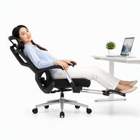Chaise de bureau moderne, confortable, ergonomique, inclinable et pivotante, en maille grise, avec repose-pieds