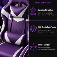 Chaise multifonction en cuir PU inclinable à 135 degrés avec repose-pieds rétractable de 38 cm et base pivotante à 360° pour le streaming et le gaming
