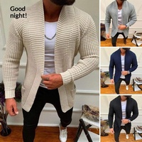 Nouveau Cardigan Homme Tricoté Anti-Plis Col V Couleur Unie Tendance Décontracté Automne 2026 en Polyester/Coton