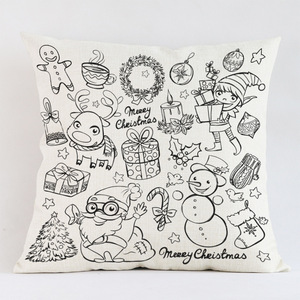 Nouveau noël oreiller bricolage coloration taie d'oreiller père noël peint à la main graffiti oreiller <span class=keywords><strong>coussin</strong></span> peint cadeau - Product Image 5