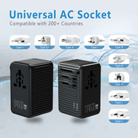 Adaptador de Viaje Universal GaN de 140W, Enchufe Premium Internacional, Carga Rápida Global USB-C para Viajes y Múltiples Dispositivos