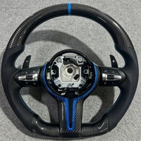 Volant de voiture en cuir et fibre de carbone bleue adapté aux BMW F25 F10 F11 F18 F07 F49 F39 F25 F26 F01 F20 F30 F15 F16 F21 F22