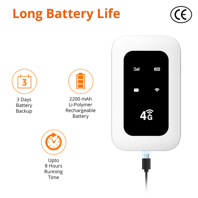 JIMI 4G LTE WiFi 6 Mobile Hotspot SIM Card Slot Universal MIFI Wireless Esim Router 300Mbps Firewall WEP VPN QoS