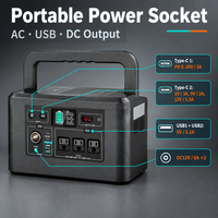 Station d'alimentation portable 740Wh 800W, alimentation 200000mAh AC DC USB-C, charge sans fil 10W, écran LCD pour usage extérieur et domestique