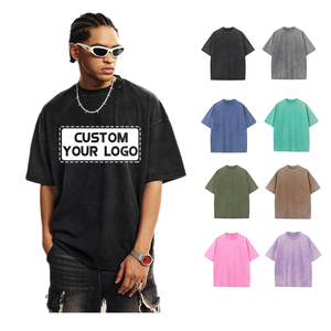 Camiseta Personalizada <span class=keywords><strong>de</strong></span> Lujo para Hombre <span class=keywords><strong>de</strong></span> Talla Grande Estilo Vintage con Estampado Gráfico y Lavado Ácido, Manga Corta, Unisex, Apta para Fitness, 100% Algodón - Product Image 1