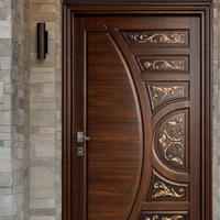 Portes résistantes aux balles en bois massif sculpté sur mesure de style antique traditionnel pour villa, maison classique, intérieur d'appartement