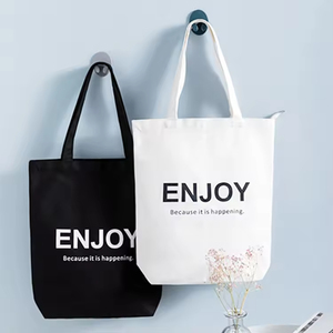 Bolsa de Algodón Minh Ha de 12 oz, Color Negro, Blanco y Natural, Bolsa de Lona con Cierre Inferior, Diseño Plegable Elegante, Regalo Promocional de Marca - Product Image 1