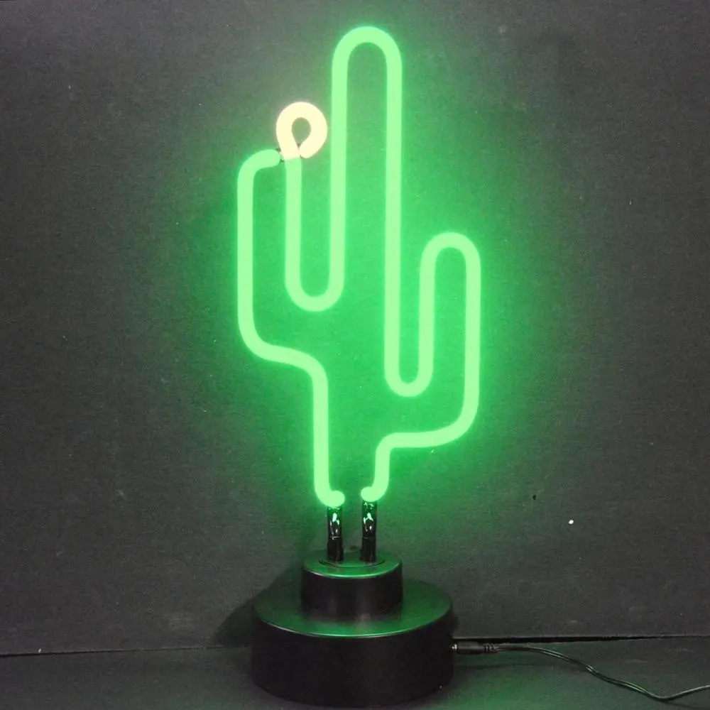 Chinesischer Lieferant Kaktus Neonlicht Tropfen Versand keine MOQ benutzer definierte Glas Neon Skulptur Tischplatte benutzer definierte Glas Neon Lampe