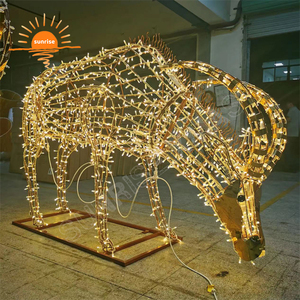 Winter Gigantisch Draadframe Rustiek/Houten Op Voorraad Buiten Waterdicht Led Kerst Rendier Lichtshow Xmas 2d/3d Motief Decoraties - Product Image 3