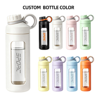Bouteille en verre borosilicate haute résistance anti-fuite 460 ml, écologique, avec logo personnalisé, design minimaliste, compatible lave-vaisselle, pour le sport