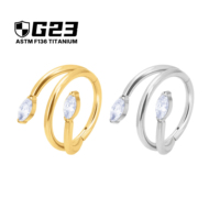 Kaishee ASTM F136 Titane 16G Double Marquise CZ Anneau de septum articulé sans soudure pour piercing Daith et Helix