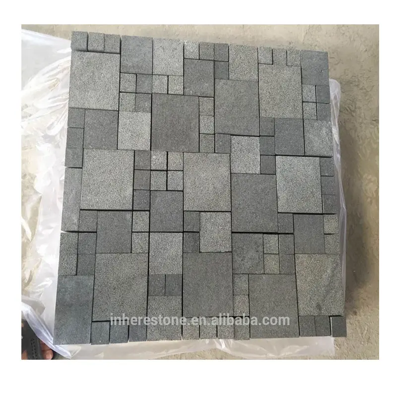 Grey granito azulejos de mosaico de francés patrón de piedra de pavimentación