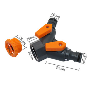 塑料软管分离器<span class=keywords><strong>2</strong></span>路1/<span class=keywords><strong>2</strong></span> 3/4英寸内螺纹花园软管连接器自来水水龙头适配器带阀 - Product Image 2