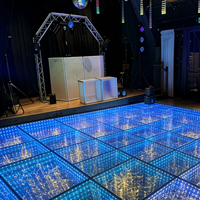 Dalles de sol LED 3D à effet abysse, avec miroir infini et éclairage filament, à assemblage magnétique, contrôle DMX, pour la location événementielle (banquets, mariages)