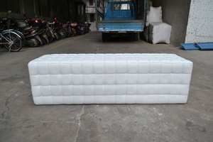 Event White <b>Leather</b> Rectangular Ottoman <b>for</b> Wedding - Product Image 3
