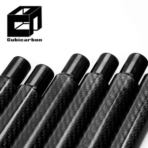 Tube <span class=keywords><strong>en</strong></span> fibre de carbone de 2 m avec connecteurs, diamètre et longueur personnalisables, tube <span class=keywords><strong>en</strong></span> fibre de carbone fileté <span class=keywords><strong>en</strong></span> aluminium 3K - Product Image 1