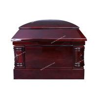 Suministros Funerarios al por Mayor 6804, Hermosas Ataúdes de Madera con Tallado de Flores Fu Lu Shou, Ataúdes Completos con Interior de Terciopelo Rojo