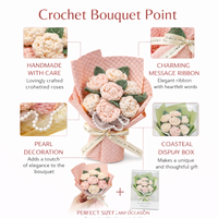 Bouquet de roses au crochet, artisanat textile, fil à tricoter, fleurs artificielles, boîte cadeau, décoratif, fait main