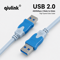 Cable USB 2.0 Macho a Macho Qiulink, 480 Mbps, Alta Velocidad, Cable de Sincronización de Datos USB A a A para Disco Duro, Enfriador, Laptop, Proyector