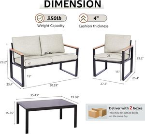 Elegant 3-Piece Wicker Patio Conversation Set with Square <b>Bistro</b> <b>Table</b> with End <b>Table</b> Waterproof Garden Sofa Set - Product Image 3