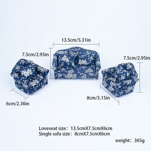 Meubles de <span class=keywords><strong>maison</strong></span> de poupée en peluche miniature 1/12, kit de canapé 3 pièces avec oreiller, jouets miniatures DIY pour salon - Product Image 2