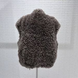 Gilet décontracté en fourrure de mouton pour femme, col en V, boutons cachés, tricoté, respirant, confortable, style urbain - Product Image 5