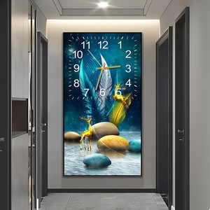 Uniart Tùy Chỉnh Bắc Âu <span class=keywords><strong>3D</strong></span> Pha Lê Sứ Treo Tường Silen Đồng Hồ Trang Chủ Tường Treo Nghệ Thuật Trang Trí Nội Thất Phòng Khách Pha Lê Vải In - Product Image 1