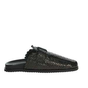 รองเท้าแตะหนังทอประดับคริสตัลรุ่น Donna Sabot K-10932 สีดำ - Product Image 4