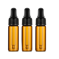 Kosong 1ml 2ml 3ml 5ml sampel kosmetik botol kecil Amber penetes kaca botol Serum minyak esensial botol dengan putih hitam pipet