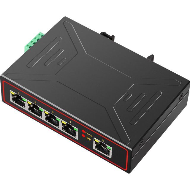 Diewu 100m Industrial Network Switch 5 Ports Iron Housing with Din Rail High-Affinity Network Switches