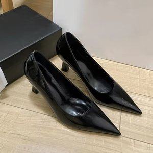 Zapatos de Tacón Alto de Cuero Genuino para Mujer, Zapatos de Boda de Lujo con Suela Roja, Punta Abierta, Plantilla de PU, Gran Marca, Versacees para Mujer, Gran Venta - Product Image 3