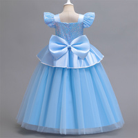 Großhandel Blue Princess Kleider für Kinder Mädchen TV & Film Kostüme mit Halskette Set Mädchen Pailletten kleid