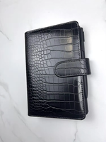Carnet/Agenda Organiseur Rigide en Cuir PU Effet Crocodile avec Reliure Spirale, Couverture à Lignes/Grille, 80 Feuilles, Écriture Facile, Format Personnel 6