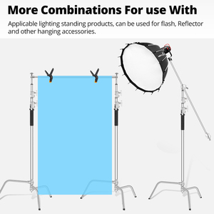 AMBITFUL 150 - 320cm Soporte de Luz Profesional de Acero Inoxidable para Fotografía, Tipo C, Resistente, con Patas Mágicas y Bolsas de Arena - Product Image 5