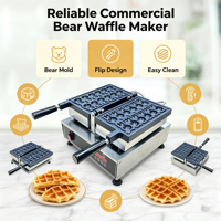 Machine à gaufres électrique à tête d'ours, appareil de cuisson de comptoir pour la production de snacks dans les salons de thé et les kiosques à desserts