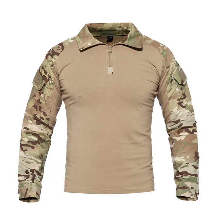 Custom Tactical T Shirt Camouflage Cotton Outdoor Hunting Combat Uniform For Men