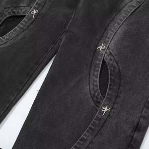 2026 New Arrival Men's Casual Oversized Baggy Style <b>Light</b> Wash Denim Straight Jeans <b>Trousers</b> Mid Loose Hole Winter Streetwear - Product Image 6